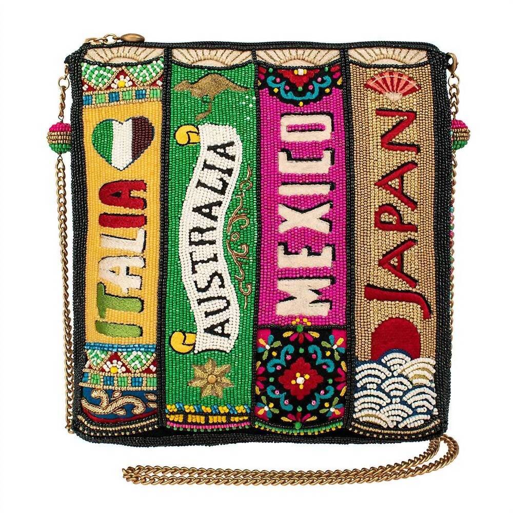 NEW MARY FRANCES women's well traveled crossbody clutch bag in multi